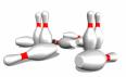 Bowlingkegels na een worp